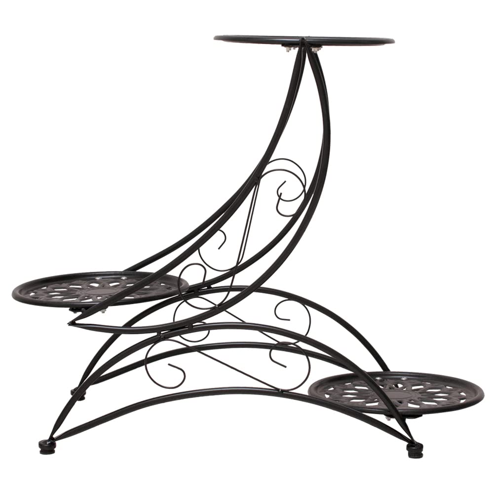 Cre Cra Metal 3 Tier Plant Stand Flower Pot Holder Potted Plant Stand Indoor Outdoor Display Rack for Patio Garden Balcony