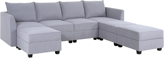 Elizabeth Modular Sectional Sofa Linen U Shaped Couch