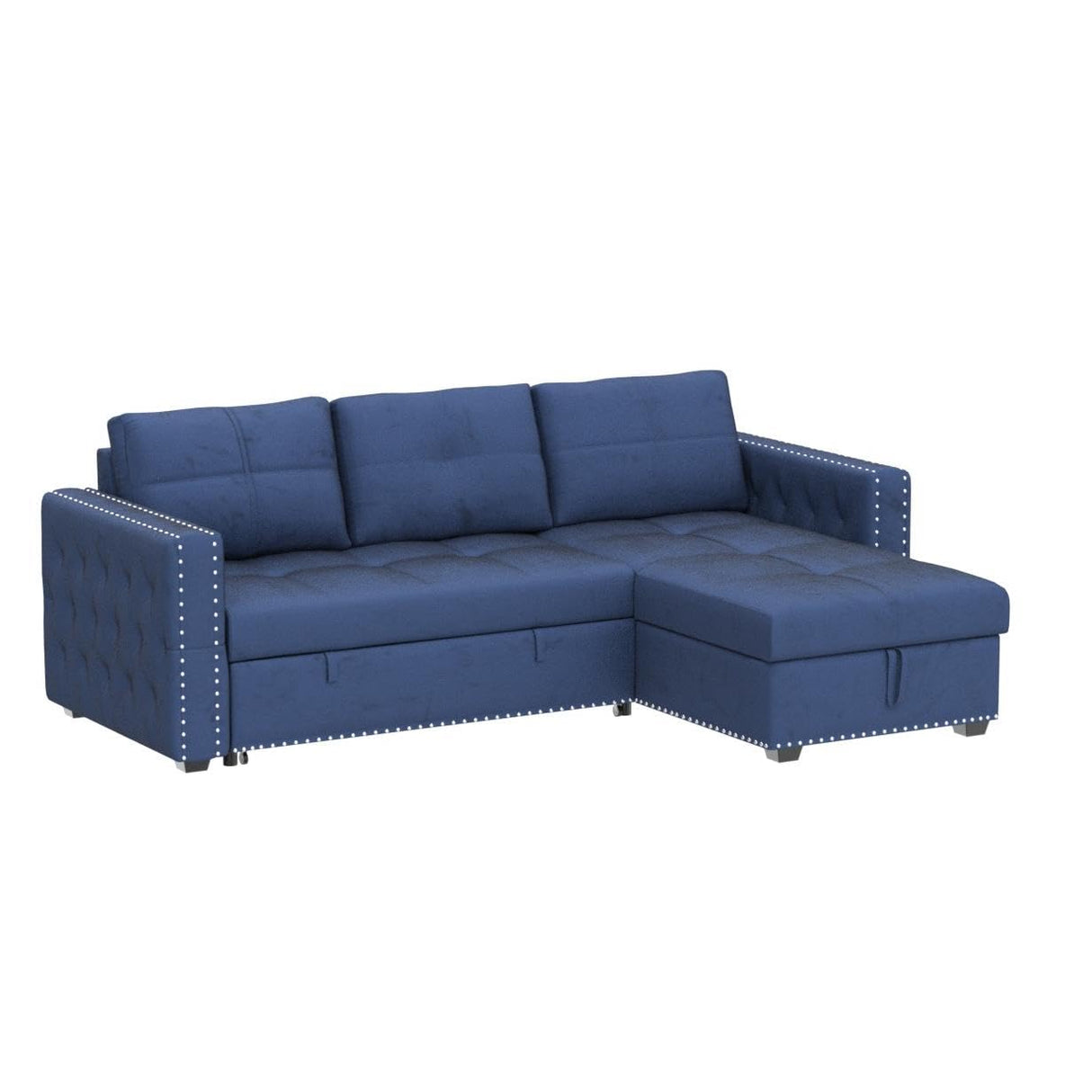 Sectional Sleeper Sofa with Pull Out Bed Storage, Queen Size 91 inches Sofa Bed