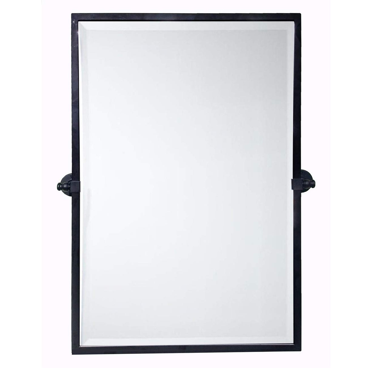 ' Black Metal Framed Pivot Rectangle Bathroom Mirror Tilting Beveled Vanity