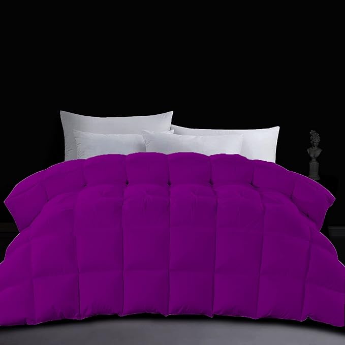 Down Comforter Yellow Oversized Queen Size,100% Soft Cotton 500 GSM Fill Power