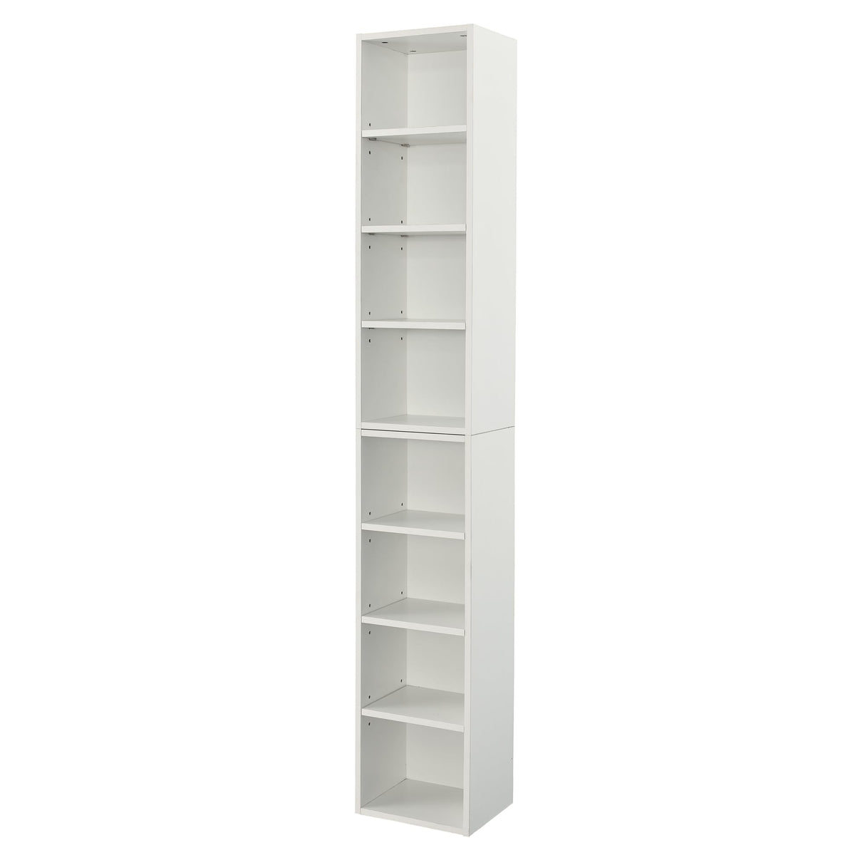 8-Tier Bookcase with Adjustable Shelves,Tall Narrow Book Shelf w/Storage, Display Bookshelf Multi-Functional Double-Decker Storage Organizer for Home Office (White)