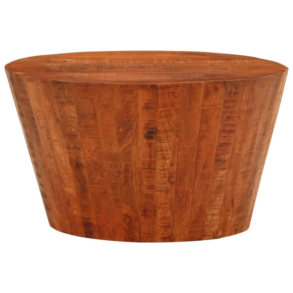 Round Coffee Table - Solid Mango Wood Frame, 20.5" Brown Farmhouse Style