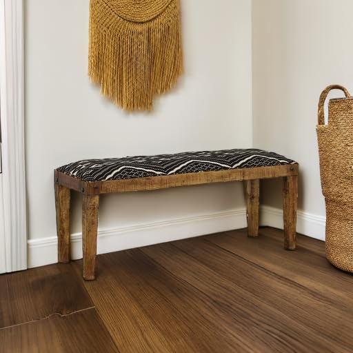 Serene Rectangular Upholstered Bench 46" D x 16" W x 18" H Black Natural 910177