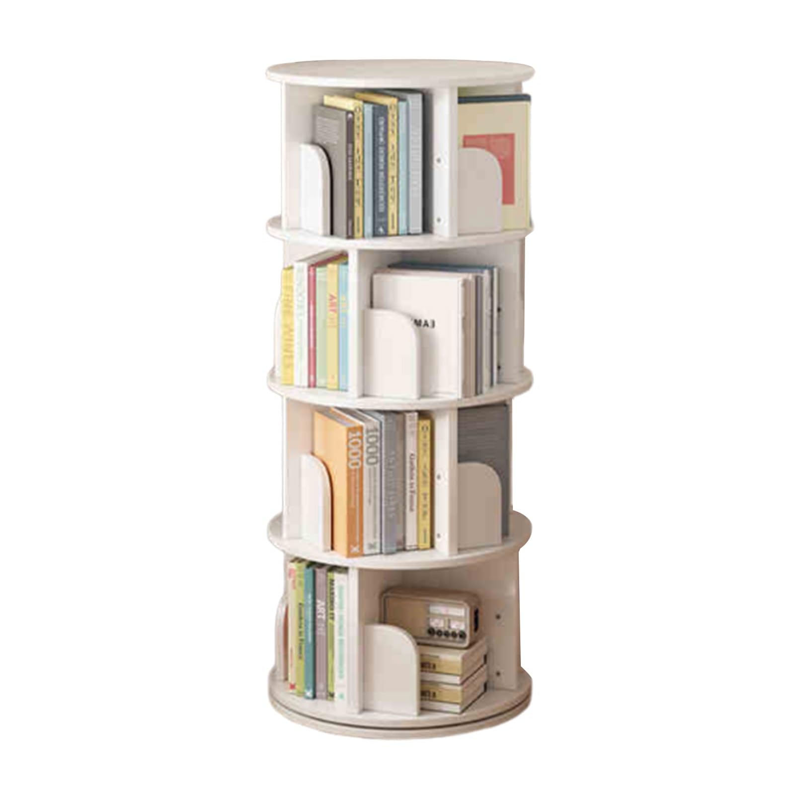 Tier Rotating Bookshelf Tower, 360° Display Floor Standing Book Organizer, Corner