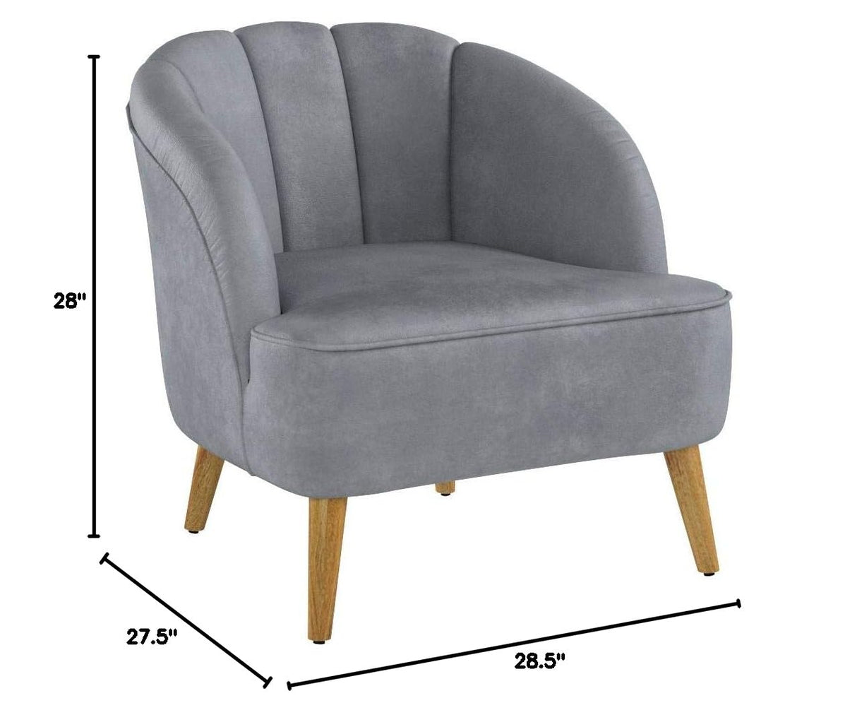 Amaia Modern Velvet Club Chairs, 2-Pcs Set, Pewter / Walnut