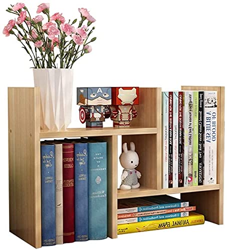 Small Bookshelf for Bedroom Natural Wooden Desk Bookshelf, Office Shelf