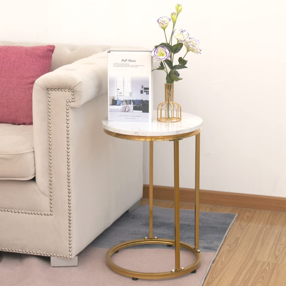 Life Concept Accent Marble Sofa Laptop C Shaped Side Table