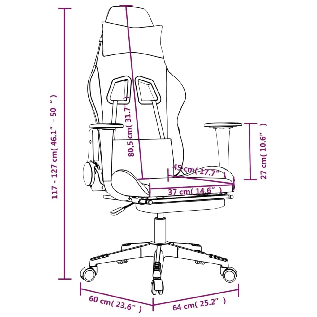 Adjustable Gaming Chair with Footrest - Black and Yellow Fabric