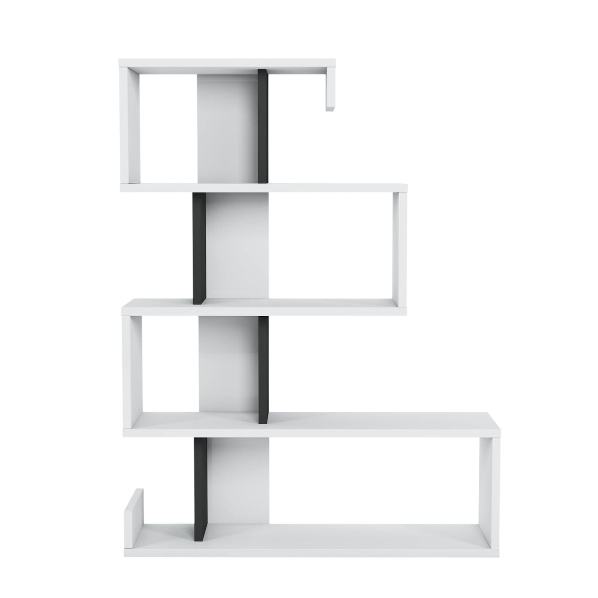 Longway Modern White Bookcase, Farmhouse Bookshelf, Modern Freestanding