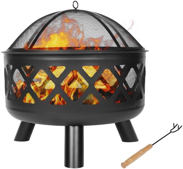 Mountain Valley 47" Outdoor Fire Pit with Adjustable Grill,2-in-1 Metal Outdoor Fireplaces
