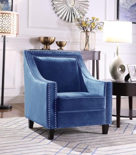 Camren Accent Club Chair Velvet Upholstered Swoop Arm Silver Nailhead Trim Espresso