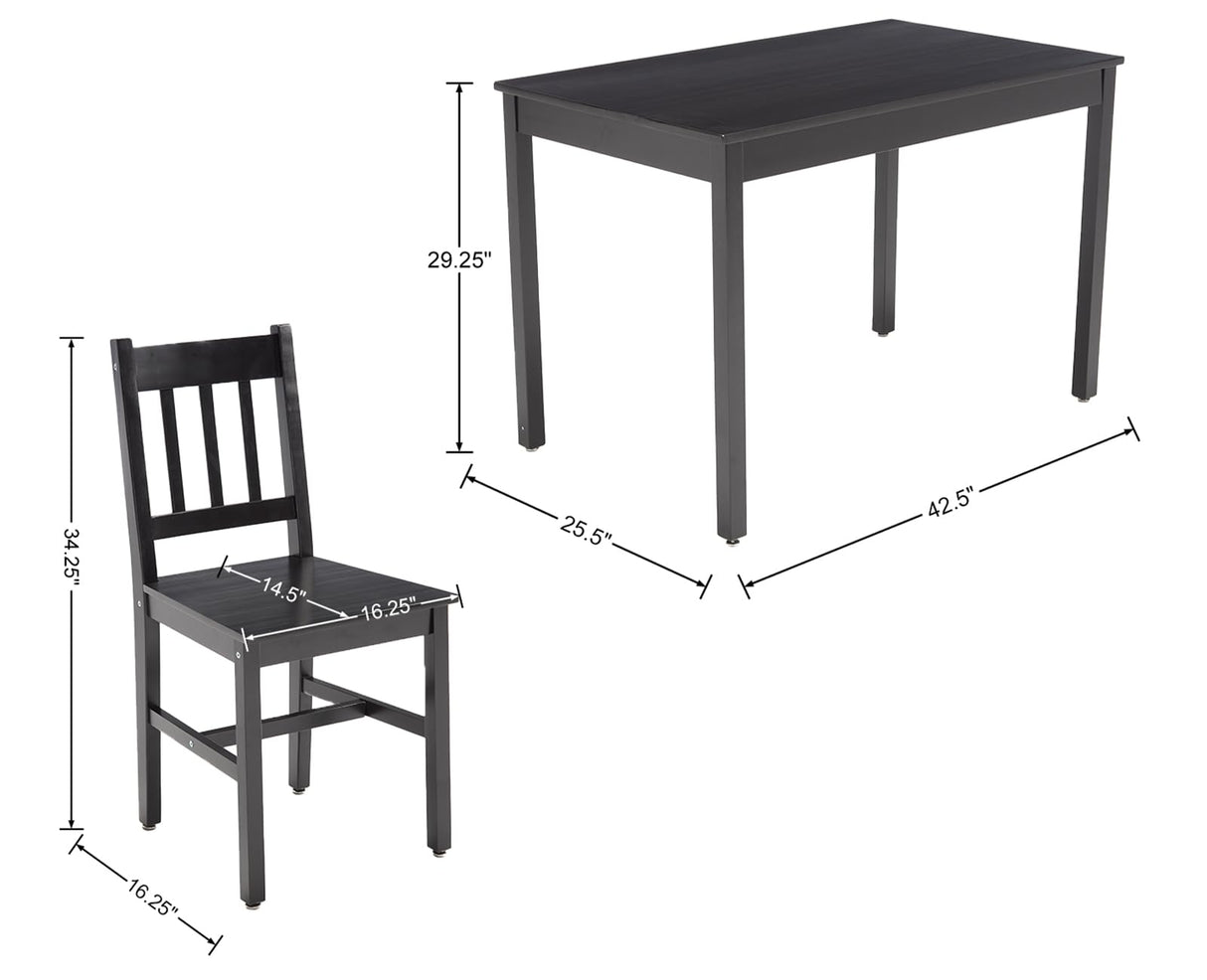 Set for 4 Farmhouse Dining Table and Chairs Set Wooden Rectangle Dinette Set of 5 for Small Space