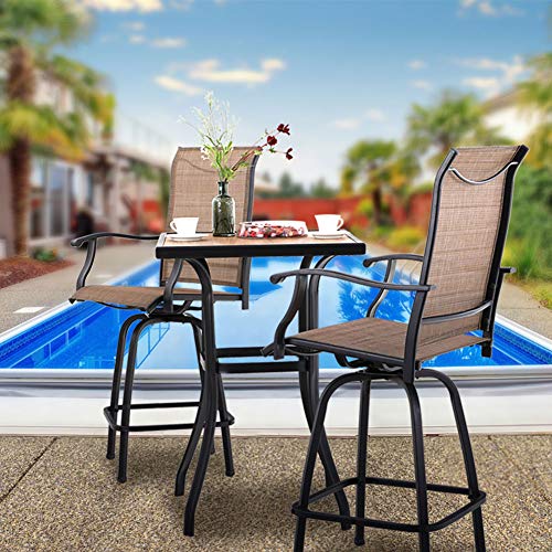 3 PCS Patio Swivel Bar Set Outdoor Furniture Bar Height Bistro Set
