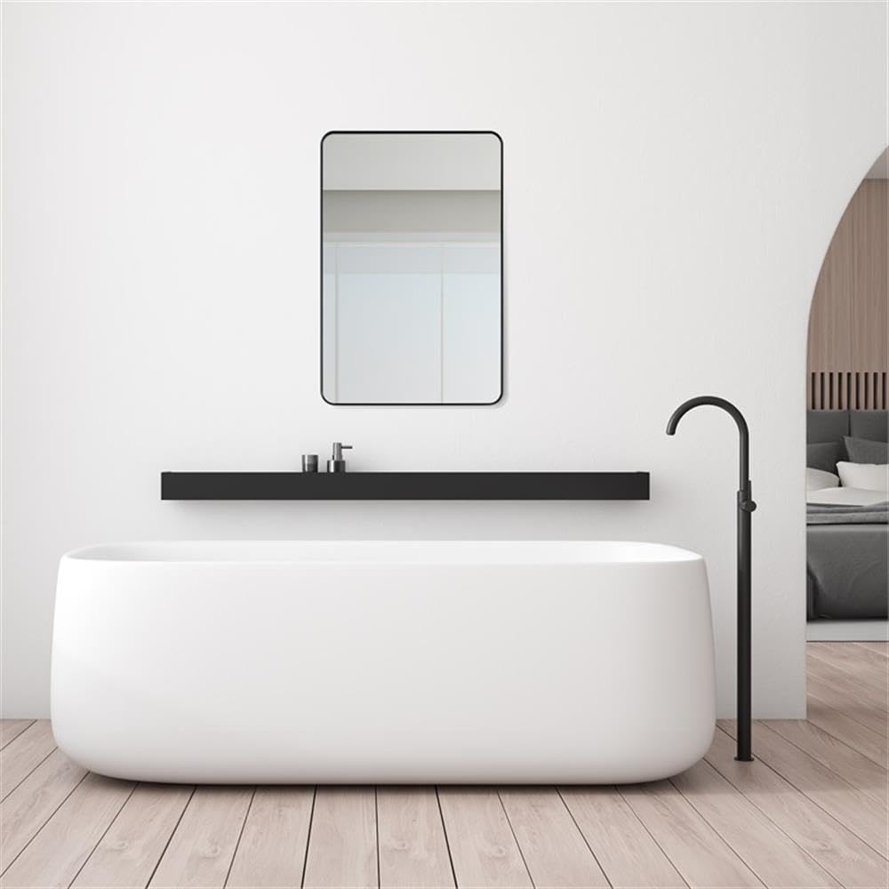 Nettuno 24" Bathroom/Vanity Matte Black Aluminum Framed Wall Mirror