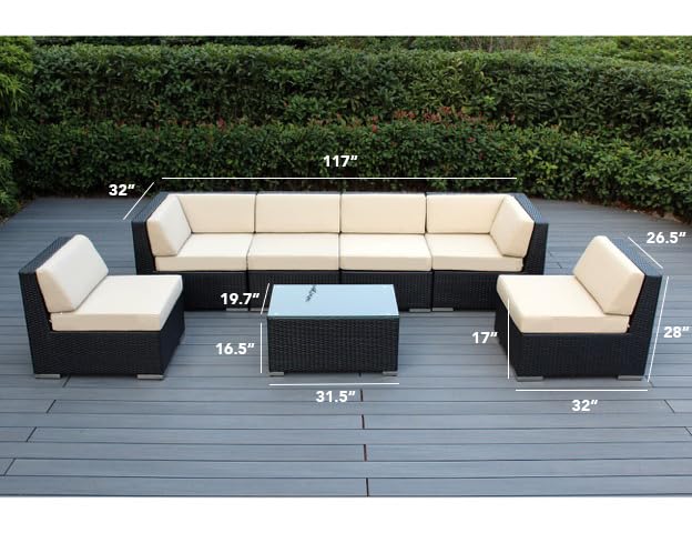 7-Piece Outdoor Patio Furniture Sectional Conversation Set