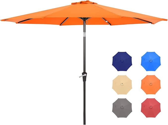 9FT Patio Umbrellas, Outdoor Patio Table Umbrella with Tilt Adjustment and Crank Lift System for Ourdoor Patio, Lawn, Backyard, Pool, Market, Navy Blue