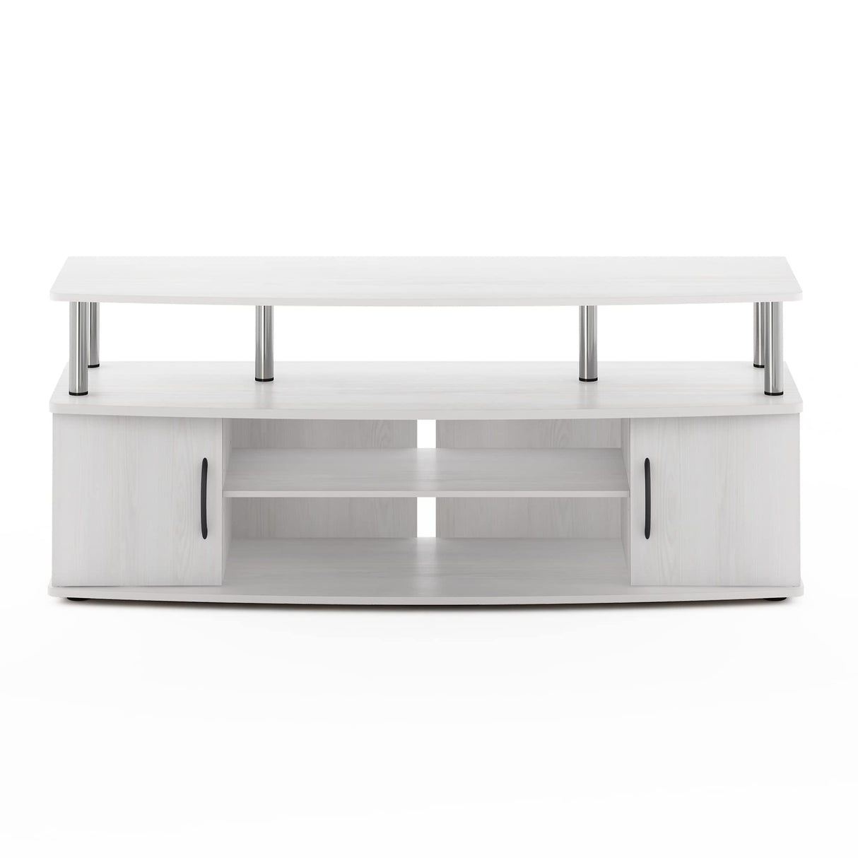 JAYA Large Entertainment Stand for TV Up to 55 Inch, White Oak/Chrome