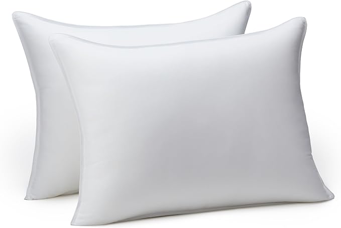 Down Alternative Bed Pillows, Medium Density For Back and Side Sleepers, King, 2-