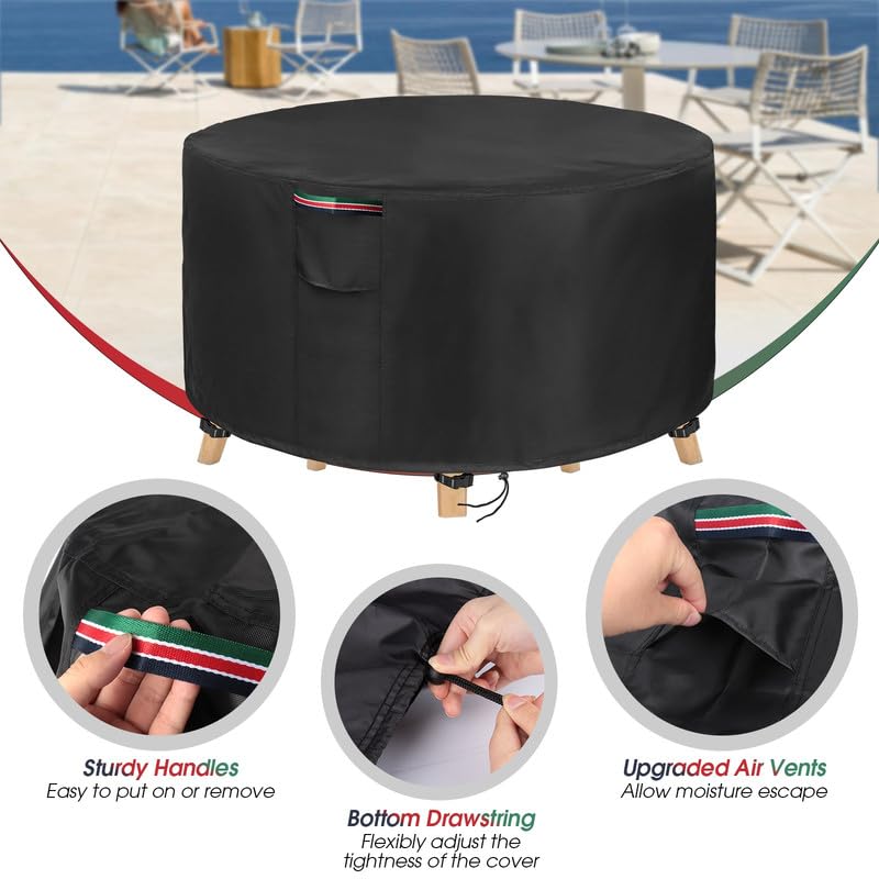 Round Patio Furniture Cover,Heavy Duty Waterproof Outdoor Table Chair Set Covers