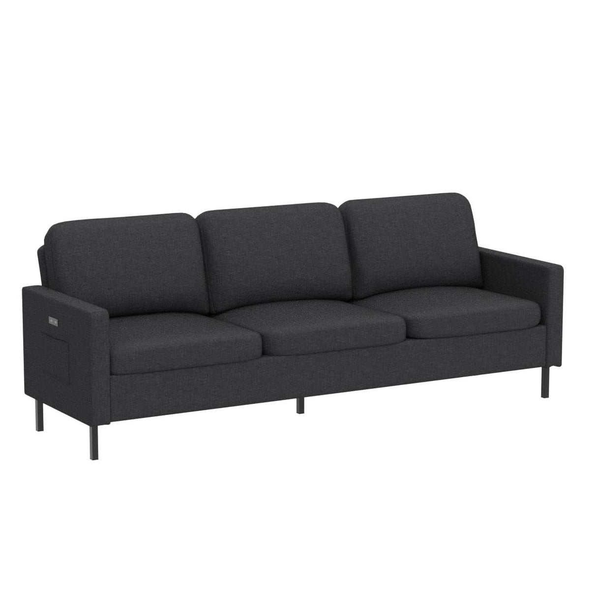 72" W Fabric 3 Seater Couch with 2 USB, Comfortable Sectional Couches and Sofas