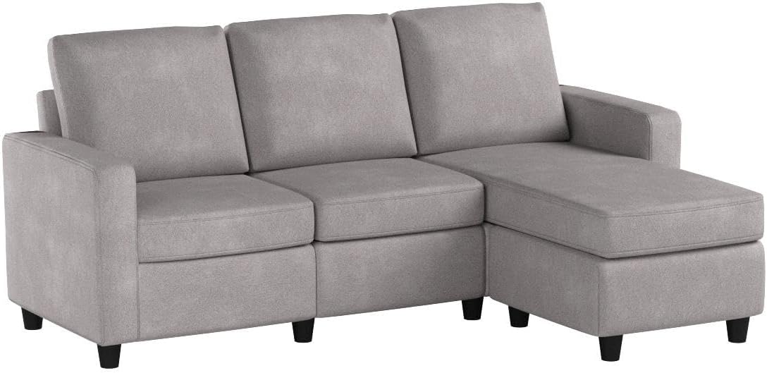 Convertible Sectional Sofa, L Shaped Couch with Linen Fabric