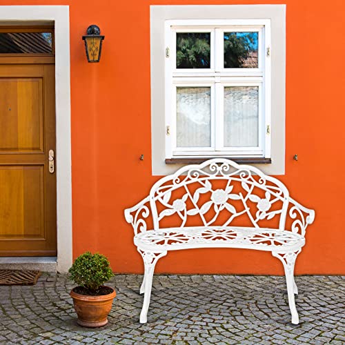 38.5" Patio Park Garden Outdoor Metal Rose Bench