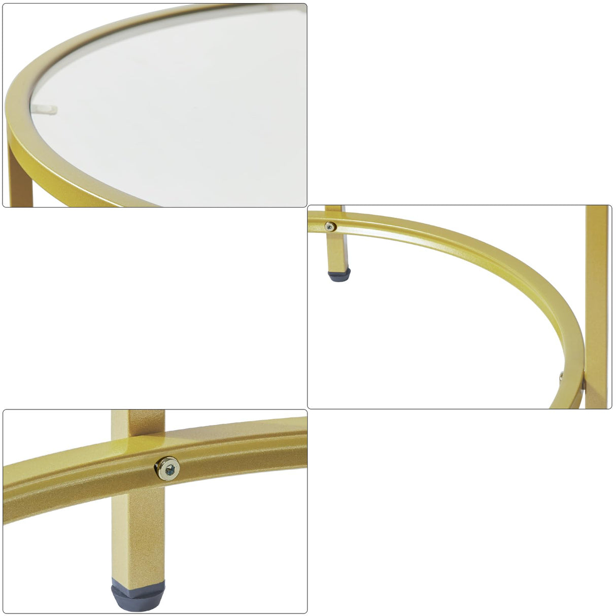 Round End Table, Tempered Glass Sofa Side Table, Gold Coffee Table for Office Bedroom Living Room