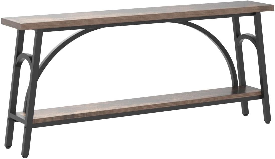 Extra Long Sofa Tables, 70.8”Console Table for Entryway, Wood Console Table 2 Tier TV Stand,