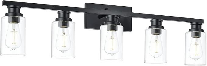 6 Light Classic Bathroom Vanity Lighting Fixture,Matte Black Indoor Metal Wall Mount Light