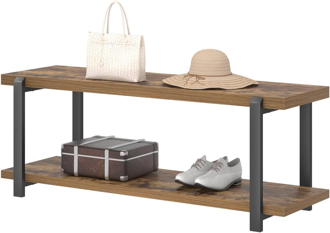 Entryway Bench, Industrial Shoe Storage Bench