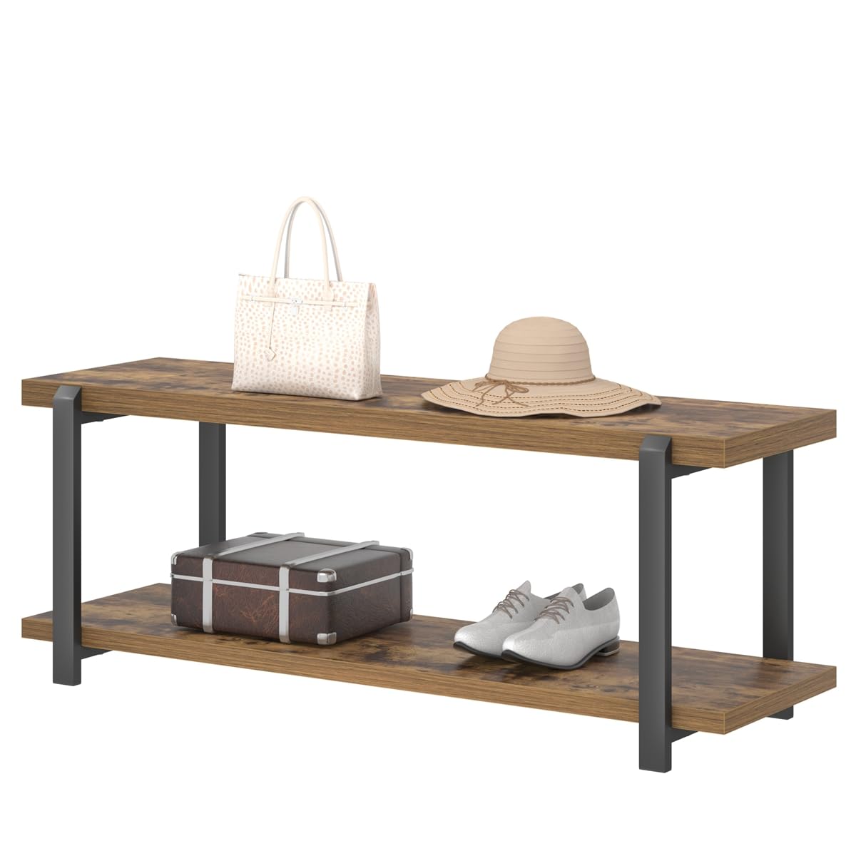 Entryway Bench, Industrial Shoe Storage Bench