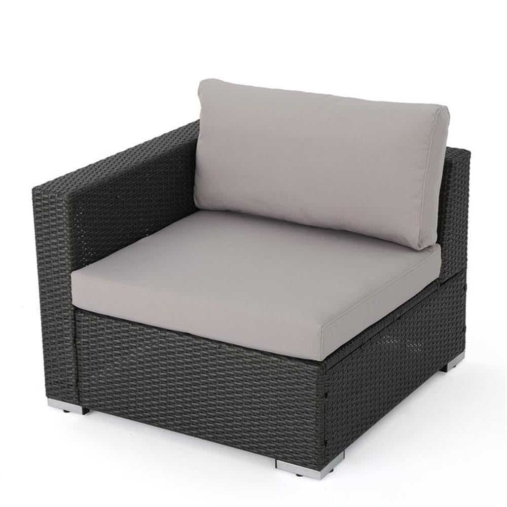 Santa Rosa 6-Seater Wicker Sectional Sofa with Aluminum Frame/Silver Cushion