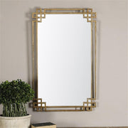 Metal Framed Glass Mirror in Antique Gold Finish