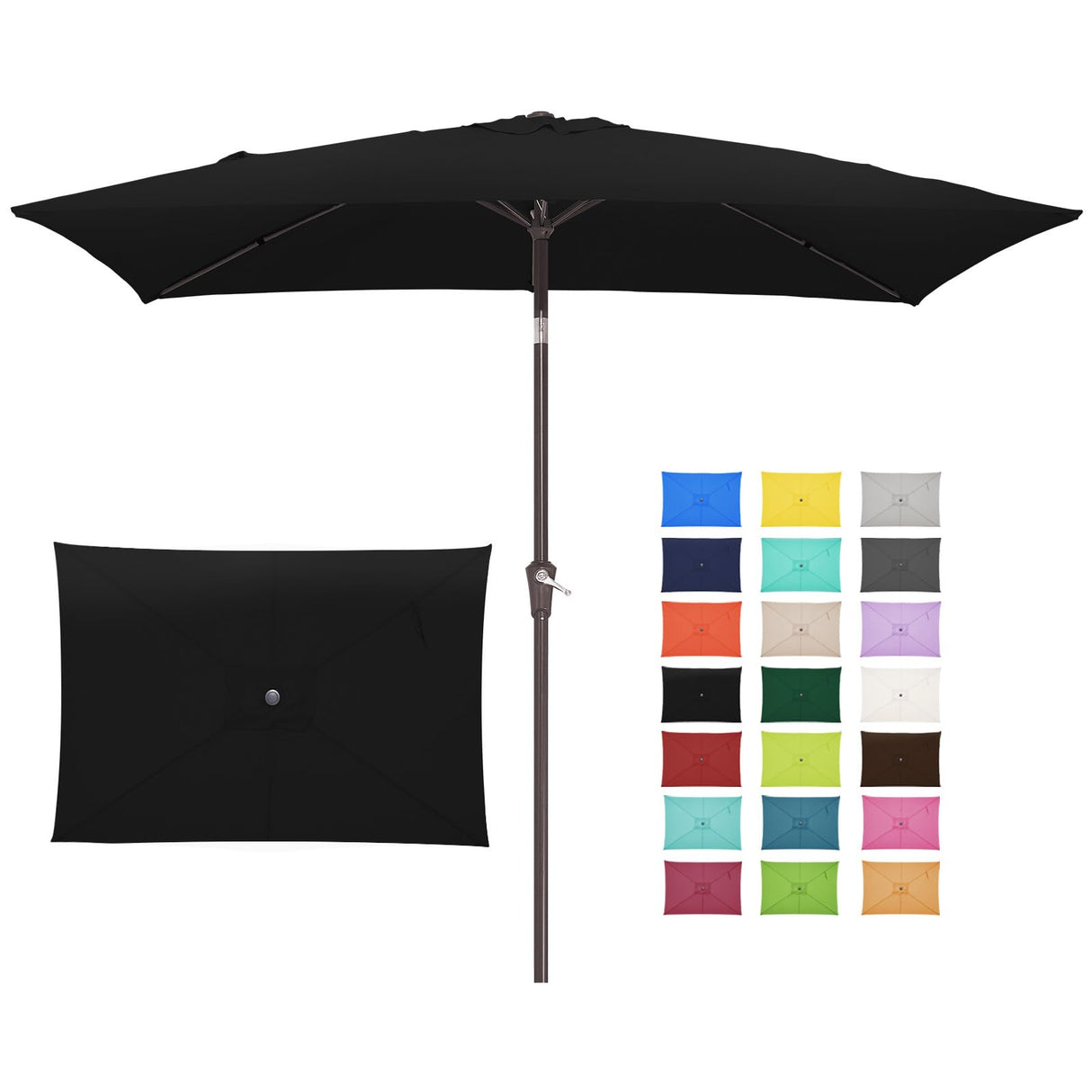 6.5x10 ft Rectangular Patio Umbrellas Outdoor Market Umbrella with Push Button
