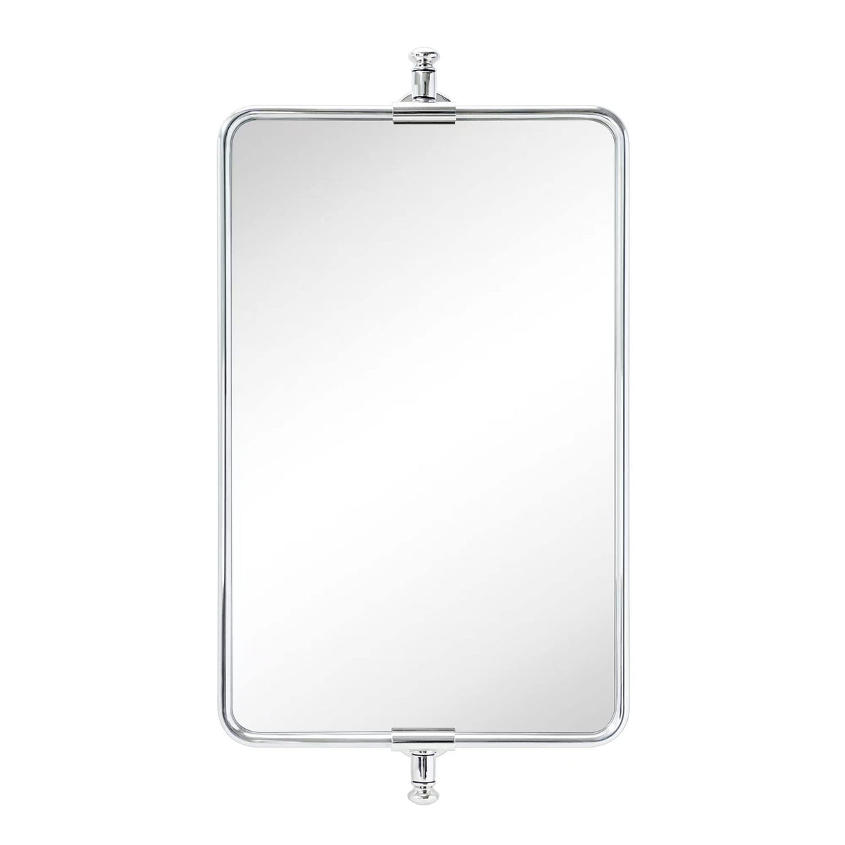 Chrome Rounded Rectangle Pivot Bathroom Mirror 14 x 22 Inch