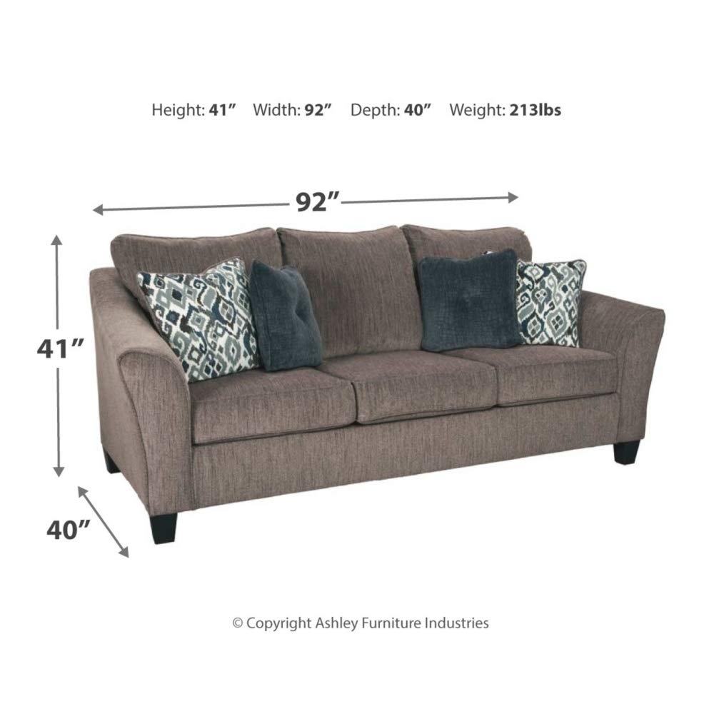 Nemoli Contemporary Chenille Queen Sofa Sleeper with 4 Accent Pillows, Gray