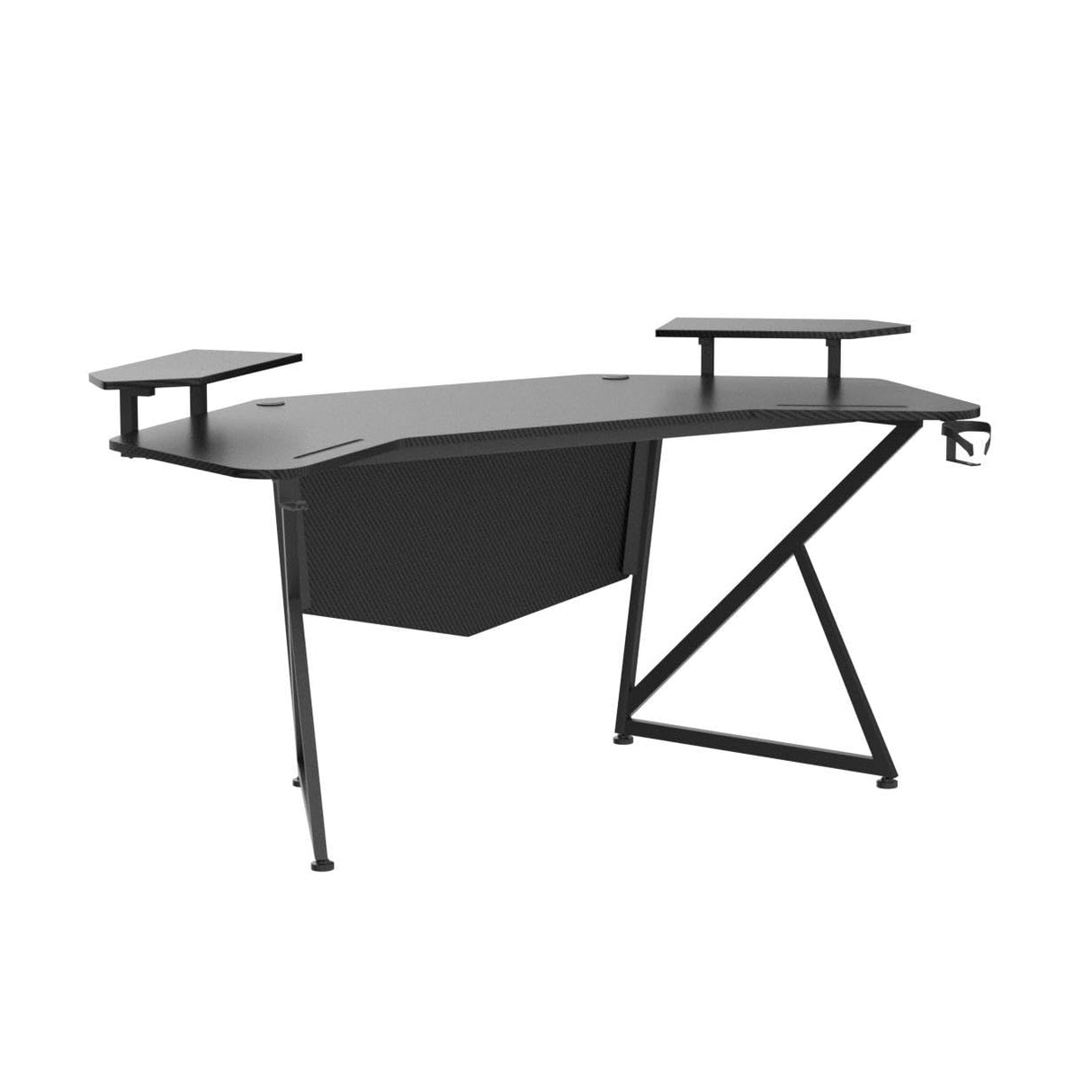 Gaming Desk with Removable Speaker Stand, 72'' Large Studio Wing-Shaped Gaming