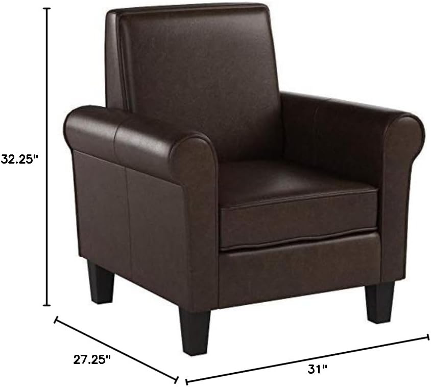 Freemont Leather Club Chair, Chocolate Brown