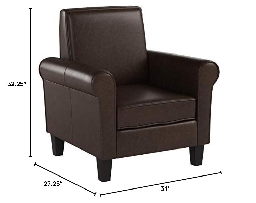 Freemont Leather Club Chair, Chocolate Brown
