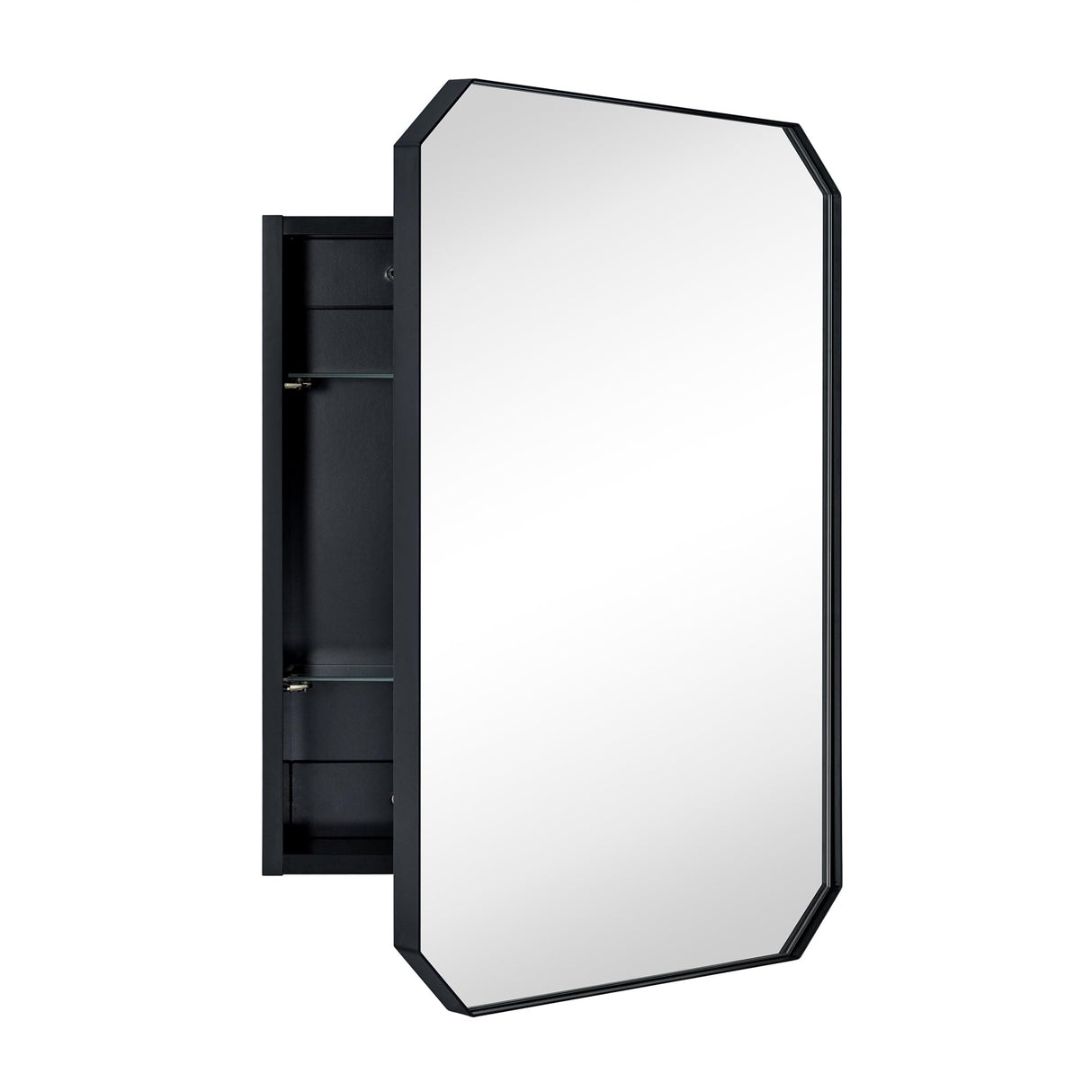 Arched Metal Surface Mount Medicine Cabinet with Mirror Irregular Rectangle Bathroom