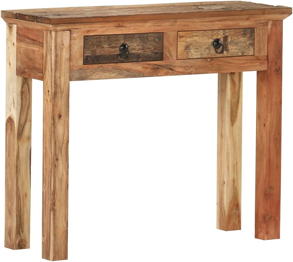 Rectangular Console Table Crafted with Solid Acacia Wood and Reclaimed Wood