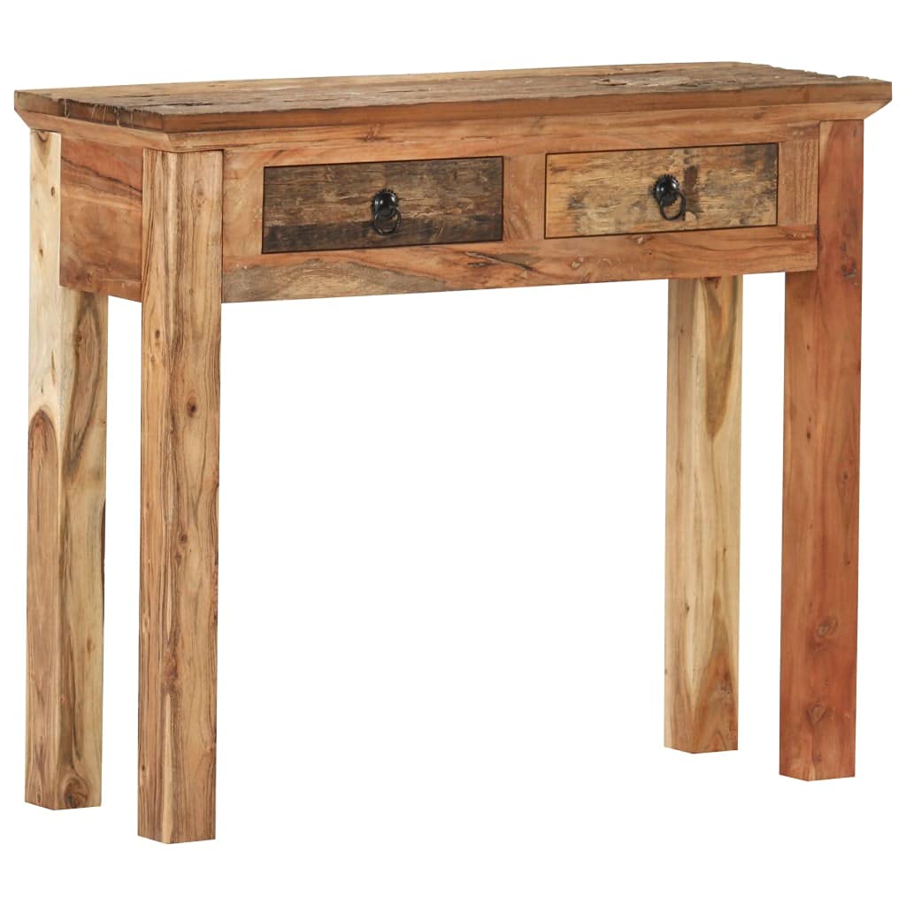 Rectangular Console Table Crafted with Solid Acacia Wood and Reclaimed Wood