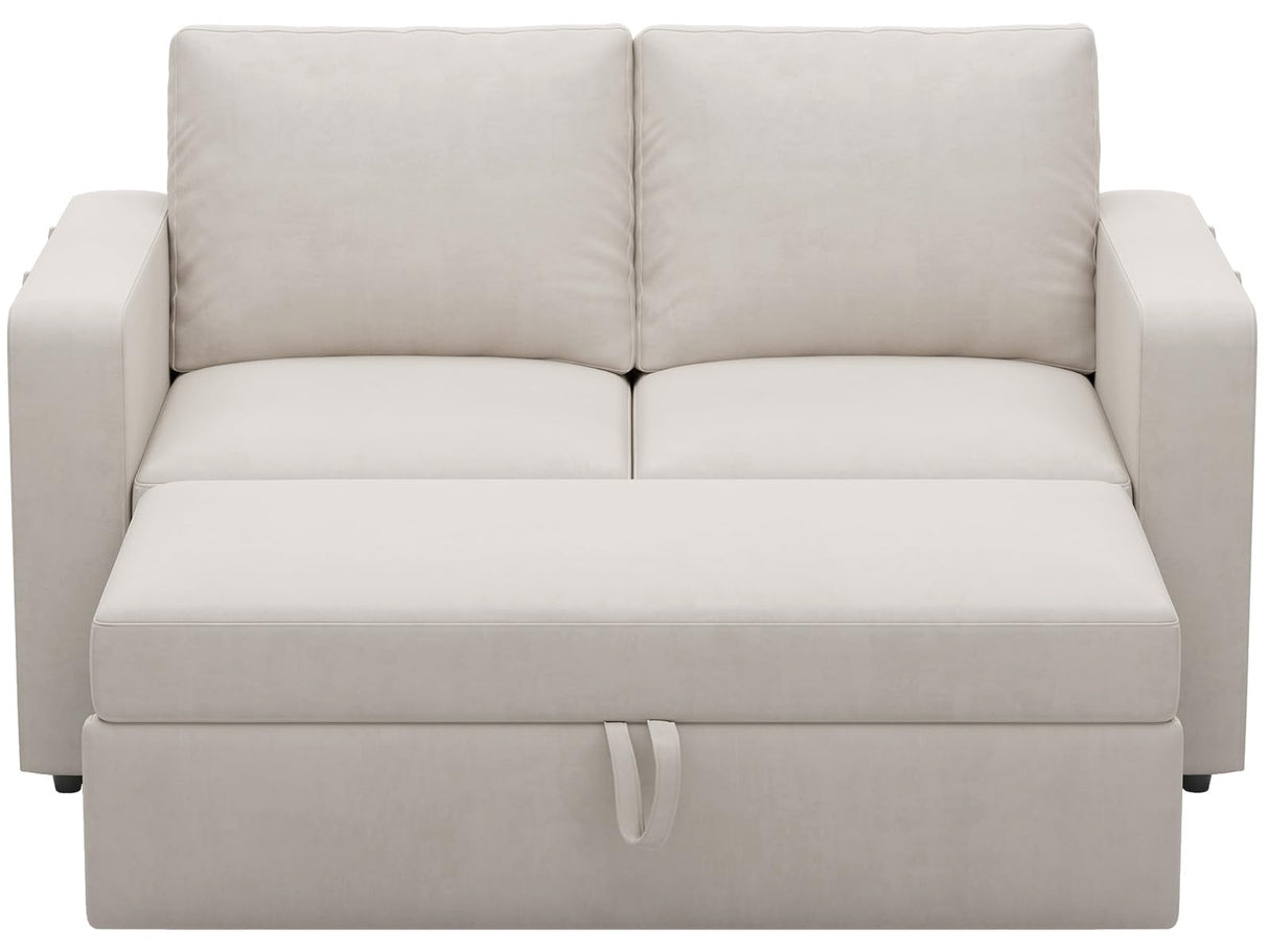 Modular Sectional Sleeper Sofa with Pull Out Couch Bed Velvet Fabric Loveseat Sleeper