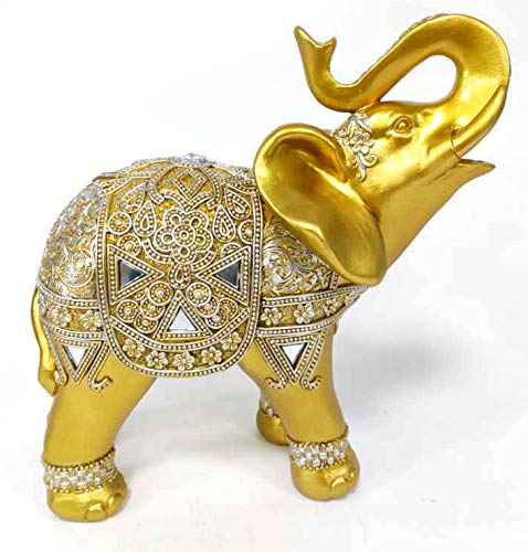 9"(H) Elephant Statue Figurines Home Decor Trunk Facing Upwards Lucky Figurine