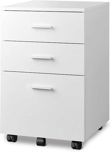 3 Drawer Wood Mobile File Cabinet, Rolling Filing Cabinet