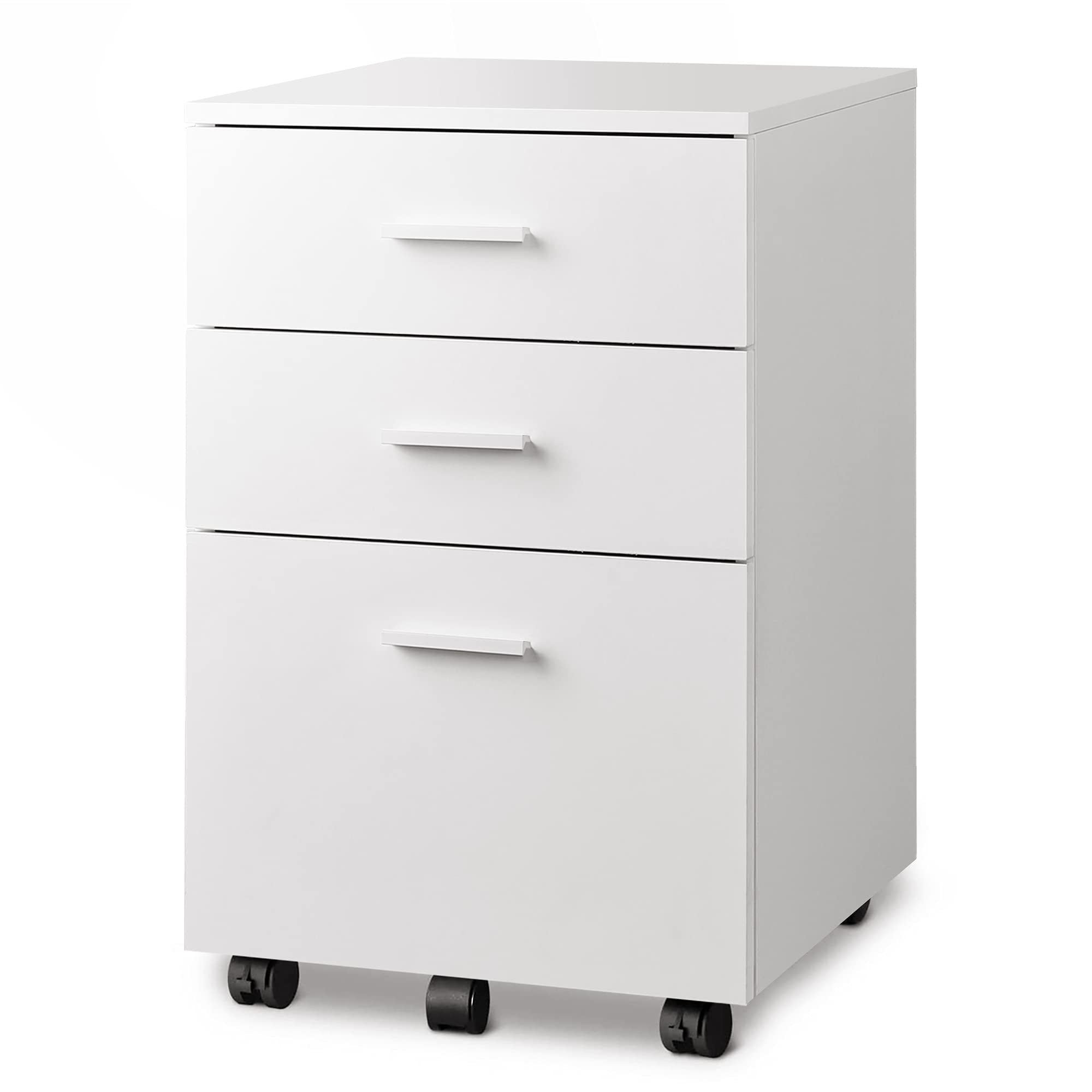 3 Drawer Wood Mobile File Cabinet, Rolling Filing Cabinet