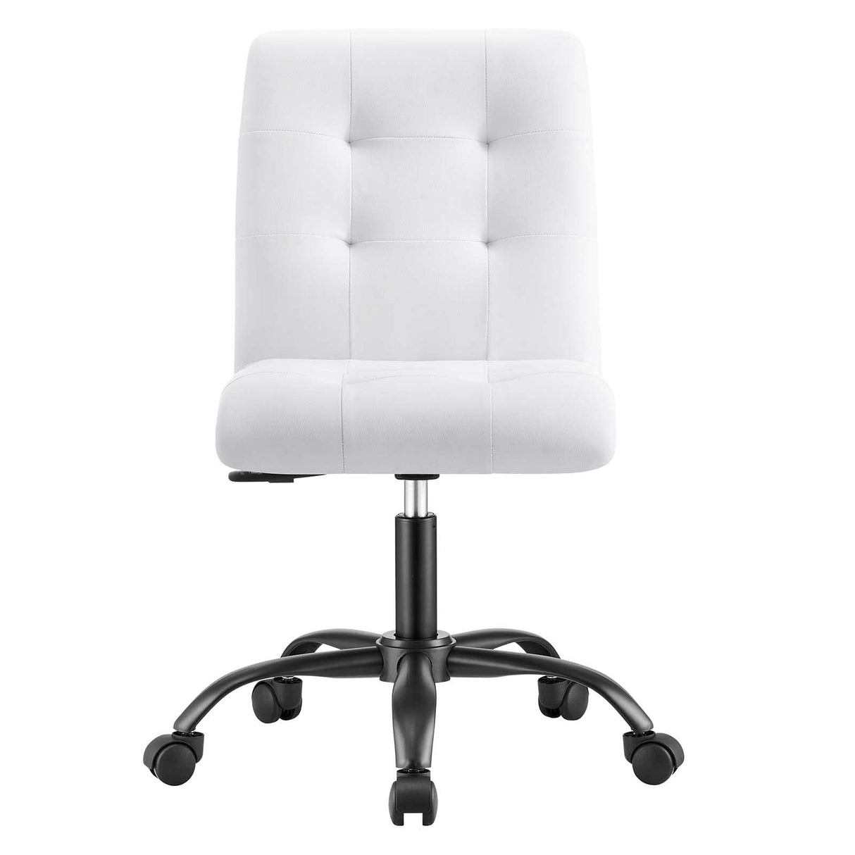 Prim Armless Vegan Leather Office Chair in Black White