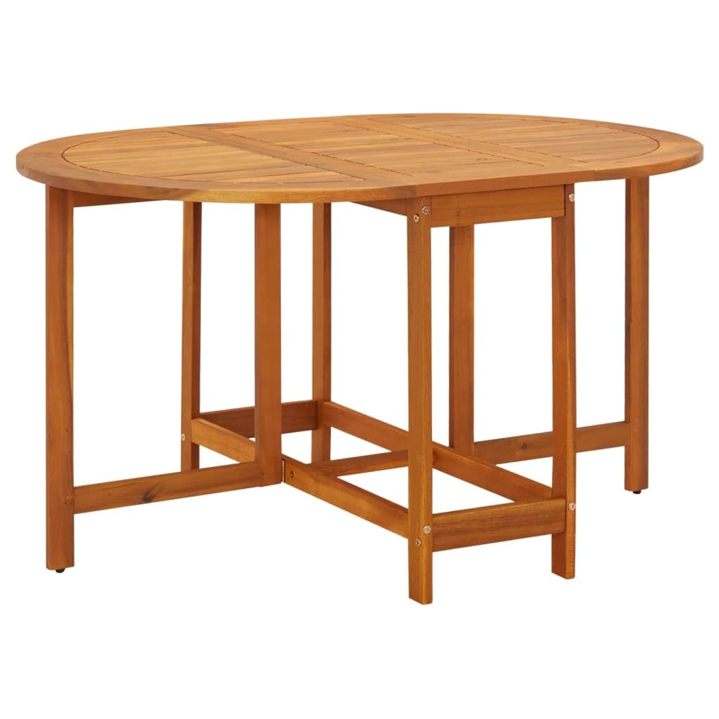Oval Drop Leaf Patio Table - Solid Acacia Wood Outdoor Dining Furniture