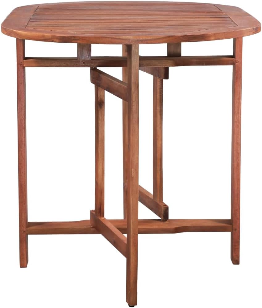 Solid Acacia Wood Patio Dining Table - Foldable Outdoor Furniture 47.2" Oval